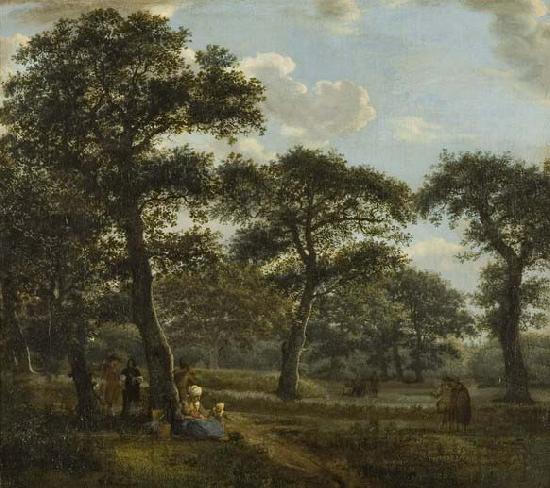 Jan van der Heyden Figures Resting and Promenading in an Oak Forest oil painting picture